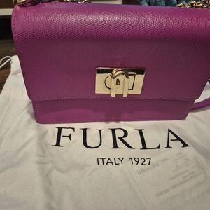 Furla Flamingo Purple Leather Shoulder Bag